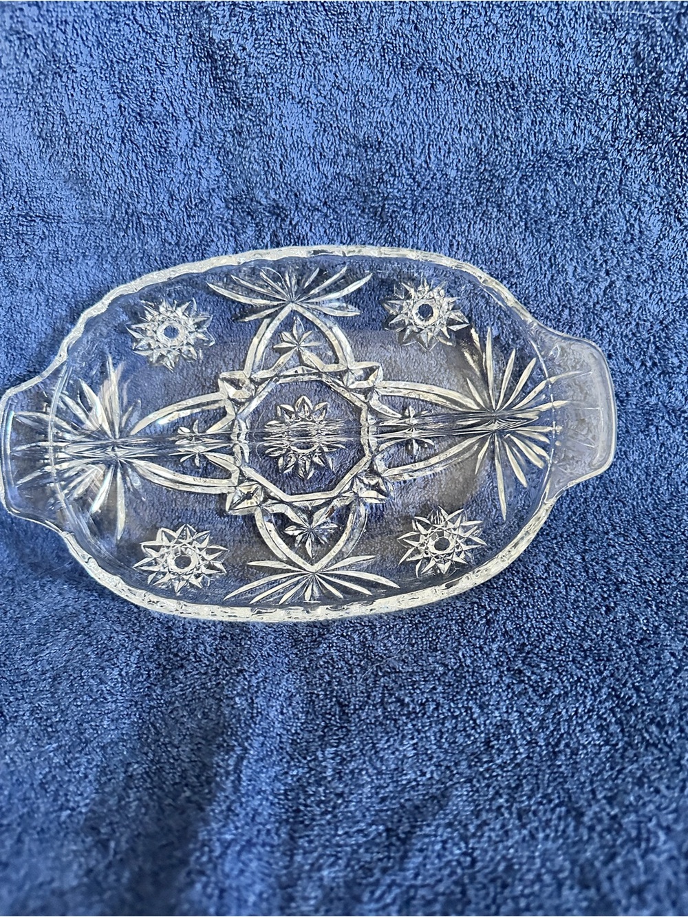 Anchor Hocking Prescut Divided Relish Clear Glass 9-3/4 in L Vintage